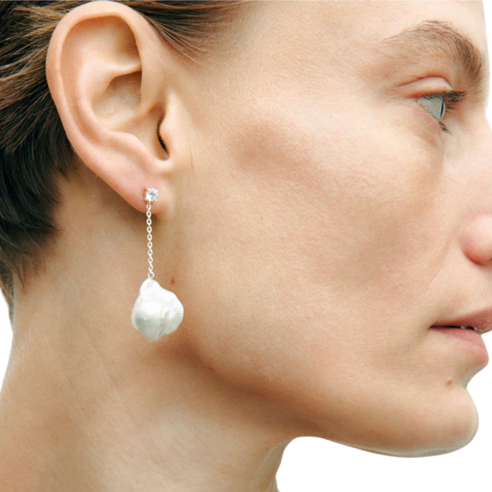 Completedworks Suspended Boulder Baroque Pearl & Cz Sterling Silver Earrings — image 2 of 8